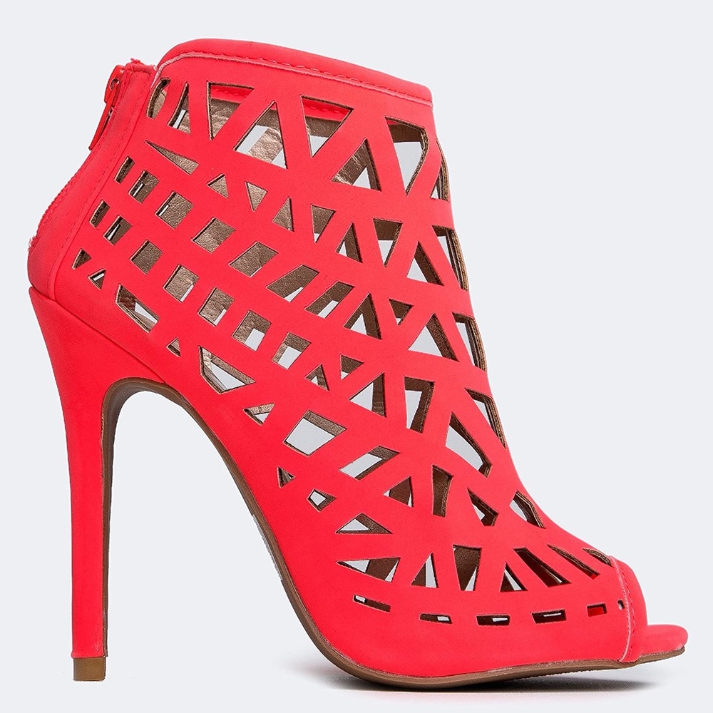 ANKLE BOOTIE PEEP TOE CUT OUT HEEL
